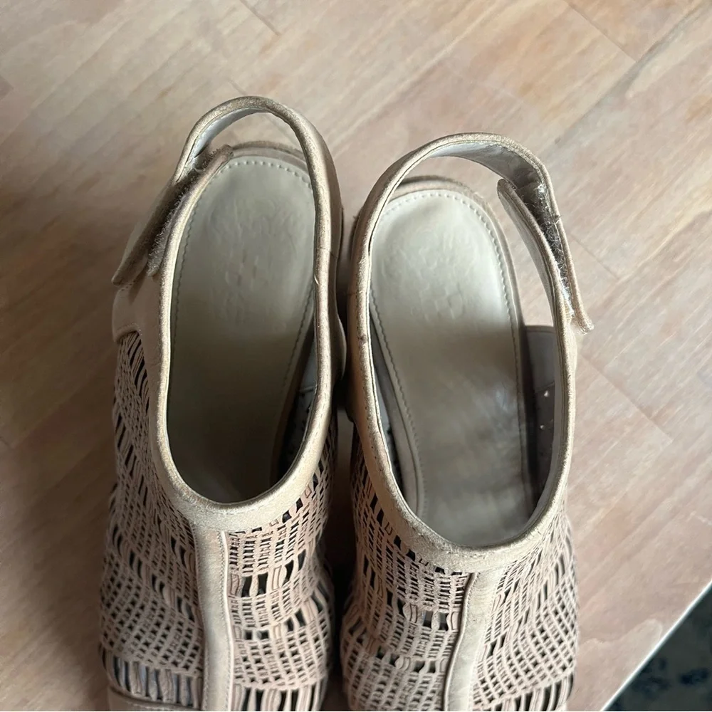 Vince Camuto Woven Tan Block Heel Sandals